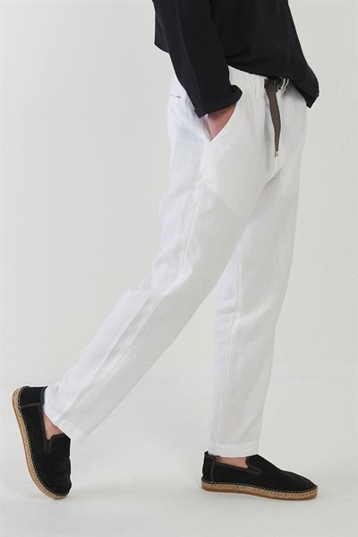 Beli Kemerli Lınen Kumaş Pantolon