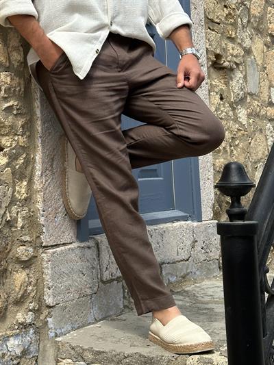 Beli Kemerli Lınen Kumaş Pantolon