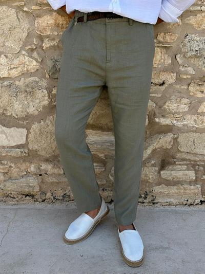Beli Kemerli Lınen Kumaş Pantolon