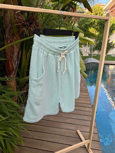 Bohemian Yeşil Pamuk Keten Şort