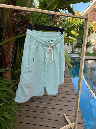 Bohemian Yeşil Pamuk Keten Şort