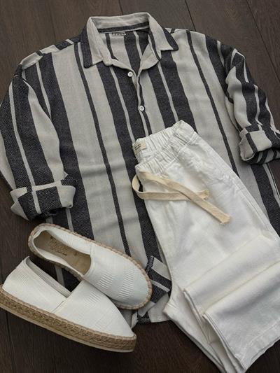 Buldan Yaka Çizgili Gömlek