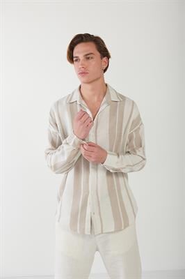 Buldan Yaka Çizgili Gömlek