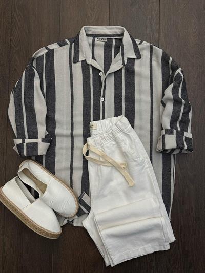 Buldan Yaka Çizgili Gömlek