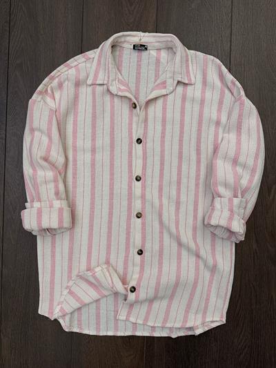 Buldan Yaka İnce Çizgili Gömlek