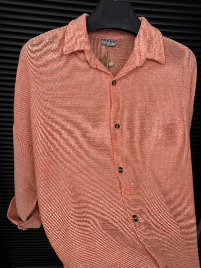 Buldan Yaka Kafes Gömlek - Turuncu