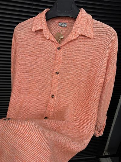 Buldan Yaka Kafes Gömlek - Turuncu