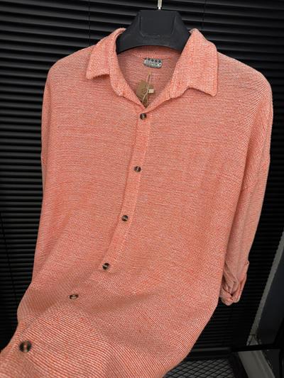 Buldan Yaka Kafes Gömlek - Turuncu