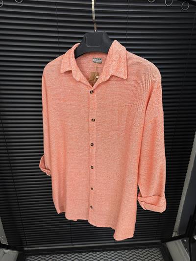 Buldan Yaka Kafes Gömlek - Turuncu