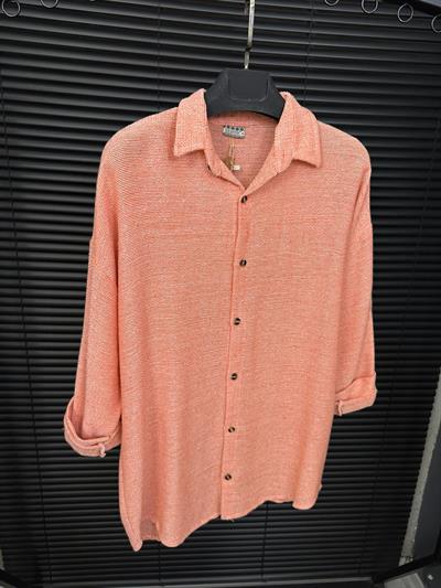 Buldan Yaka Kafes Gömlek - Turuncu