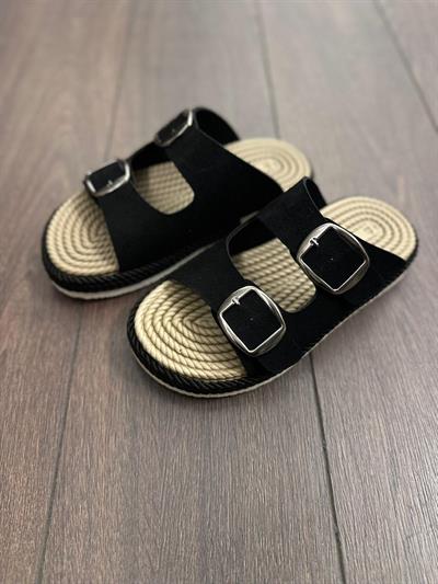 Çift Bant Tokalı Livia Terlik - Siyah