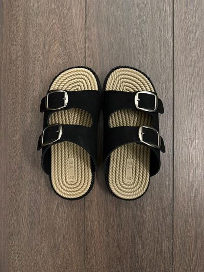 Çift Bant Tokalı Livia Terlik - Siyah