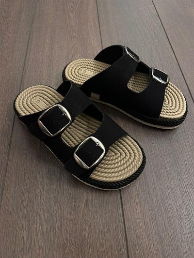 Çift Bant Tokalı Livia Terlik - Siyah