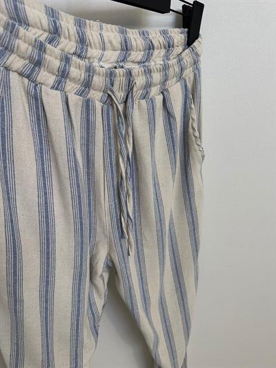 Çizgili Keten Pantolon
