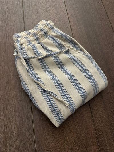 Çizgili Keten Pantolon