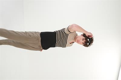 Çizgili Links Örgü Triko Yakalı T-Shirt