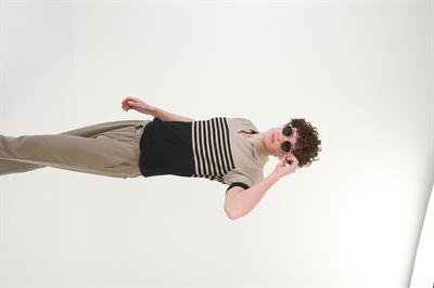 Çizgili Links Örgü Triko Yakalı T-Shirt