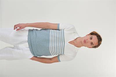 Çizgili Links Örgü Triko Yakalı T-Shirt