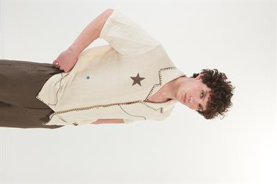 El İşi Yıldız Nakış Detaylı Kafes Gömlek