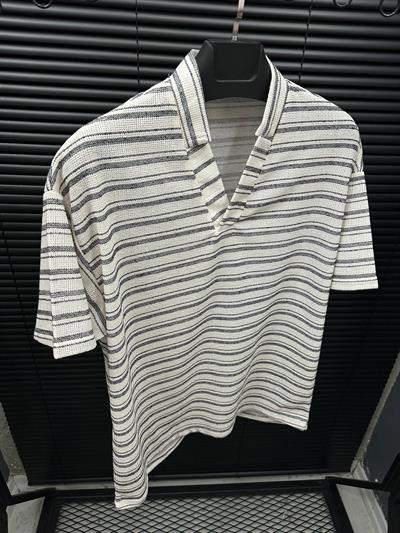 Ethical Çizgili Keten T-Shirt