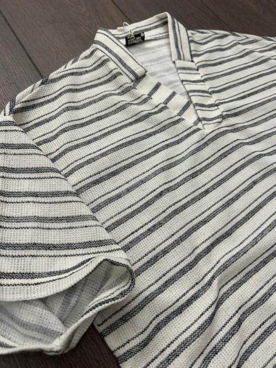 Ethical Çizgili Keten T-Shirt