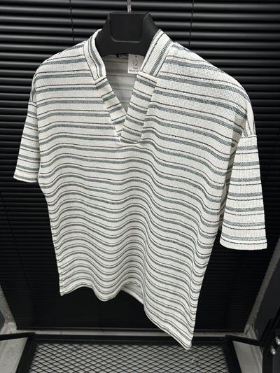 Ethical Çizgili Keten T-Shirt