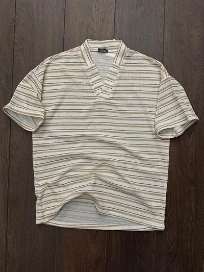 Ethical Çizgili Keten T-Shirt