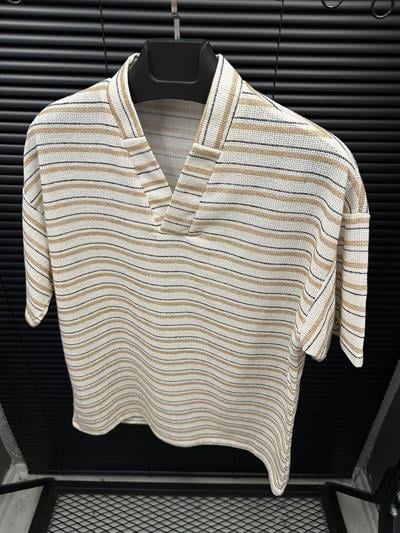 Ethical Çizgili Keten T-Shirt