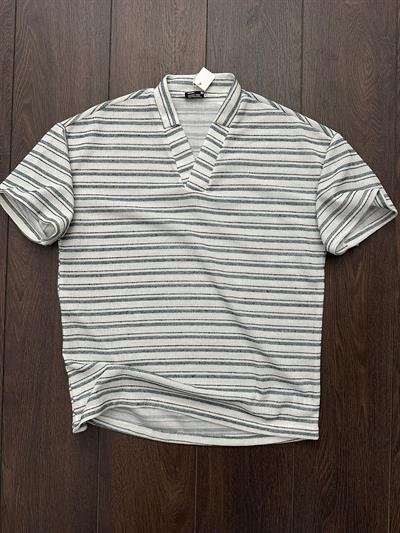 Ethical Çizgili Keten T-Shirt