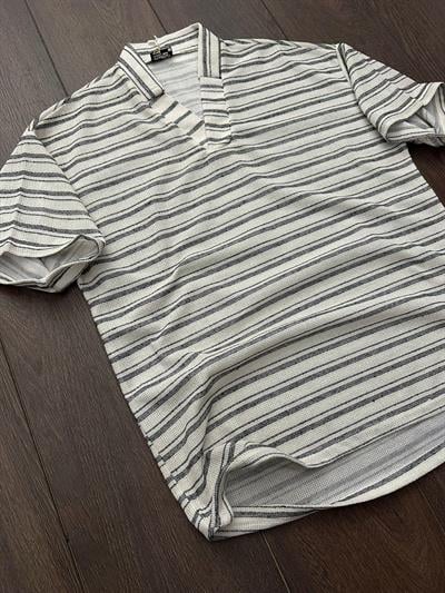 Ethical Çizgili Keten T-Shirt