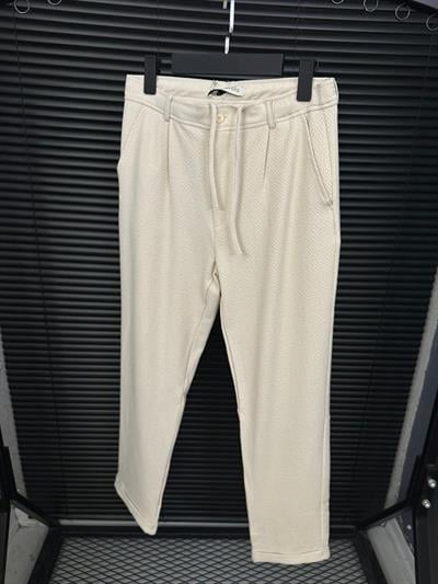 Glenn Gofre Kumaş Pantolon - Ekru