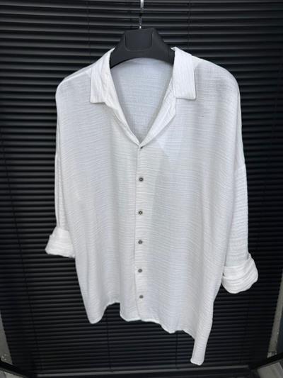 Güpe Yakalı Gömlek - Beyaz