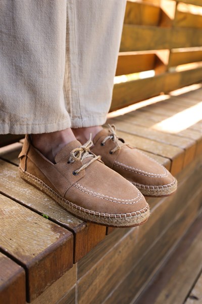 Hasır Taban %100 Süet Deri Ayakkabı