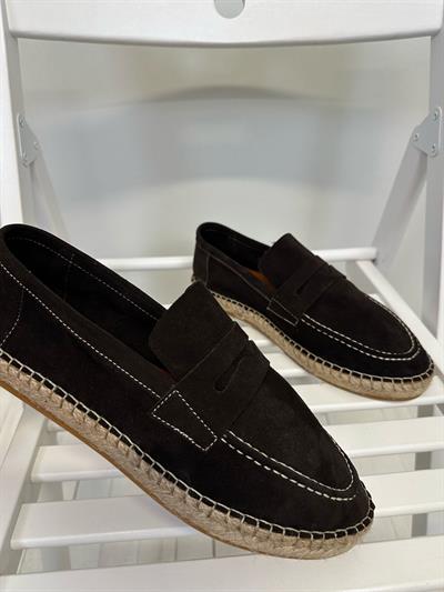 Hasır Tabanlı %100 Süet Der Bağcıksızi Ayakkabı