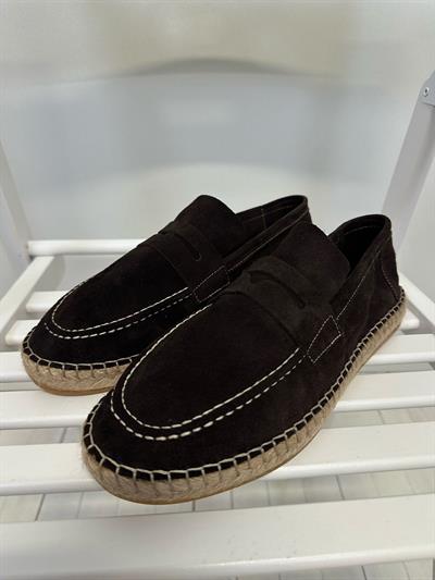 Hasır Tabanlı %100 Süet Der Bağcıksızi Ayakkabı