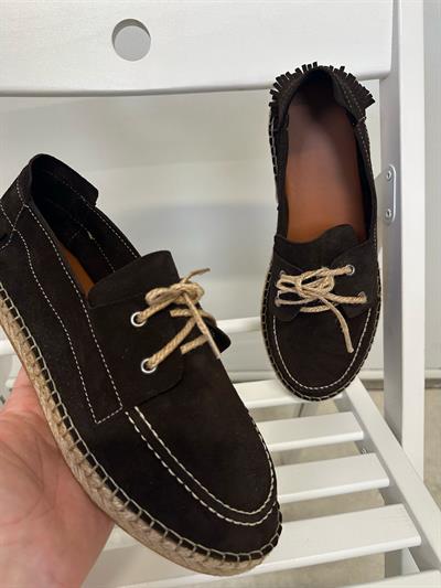 Hasır Tabanlı %100 Süet Deri Ayakkabı