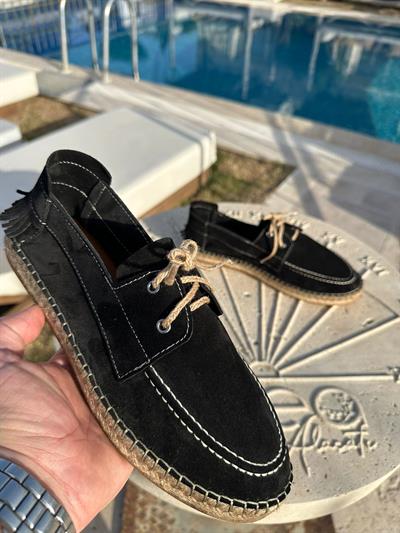 Hasır Tabanlı %100 Süet Deri Ayakkabı