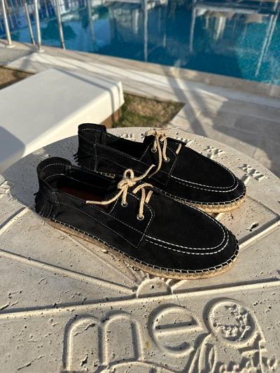 Hasır Tabanlı %100 Süet Deri Ayakkabı