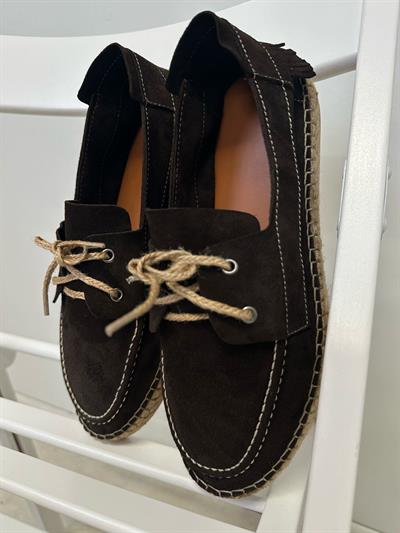 Hasır Tabanlı %100 Süet Deri Ayakkabı