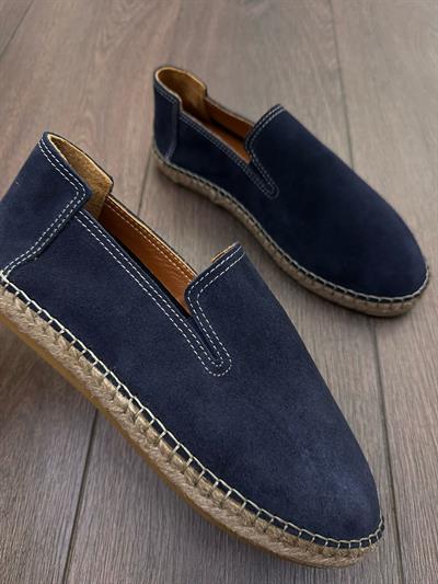 Hasır Tabanlı %100 Süet Deri Espadril