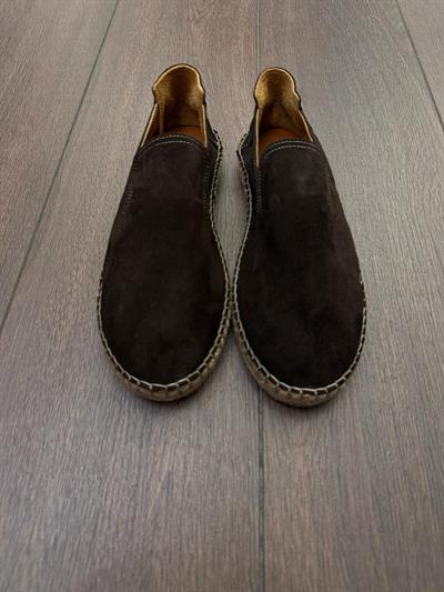 Hasır Tabanlı %100 Süet Deri Espadril