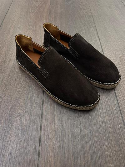 Hasır Tabanlı %100 Süet Deri Espadril