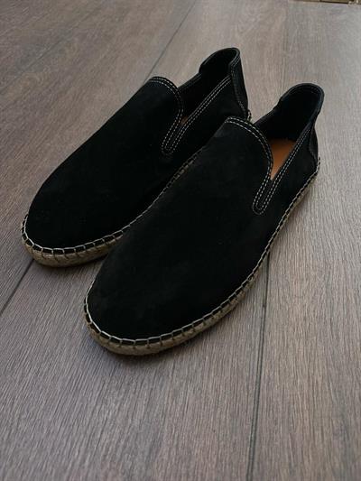 Hasır Tabanlı %100 Süet Deri Espadril