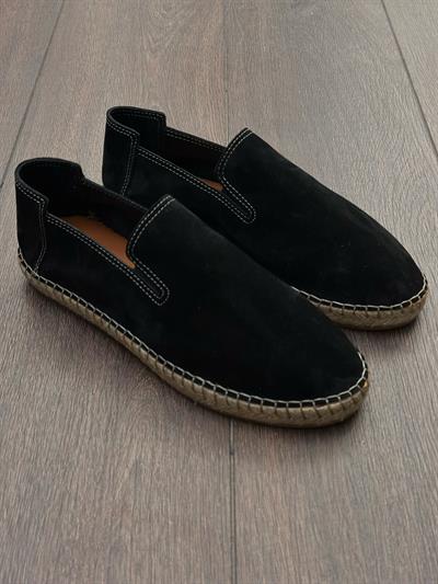 Hasır Tabanlı %100 Süet Deri Espadril