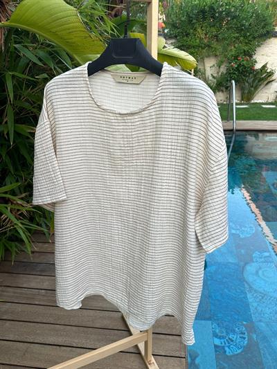 Heston Müslin Kumaş Kahve T-Shirt