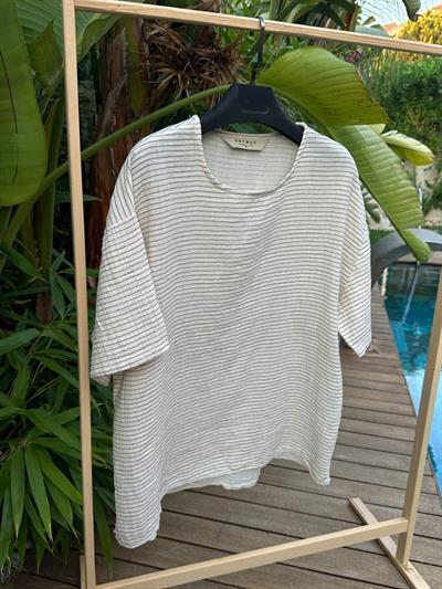 Heston Müslin Kumaş Kahve T-Shirt