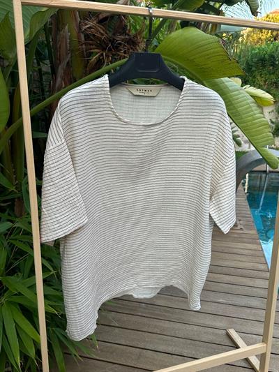 Heston Müslin Kumaş Kahve T-Shirt