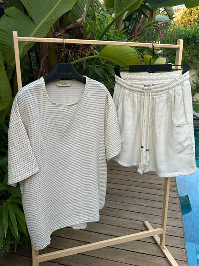 Heston Müslin Kumaş Kahve T-Shirt