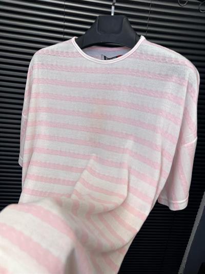 Jakar Çizgili Örme T-Shirt