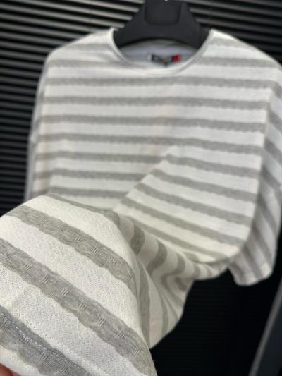 Jakar Çizgili Örme T-Shirt